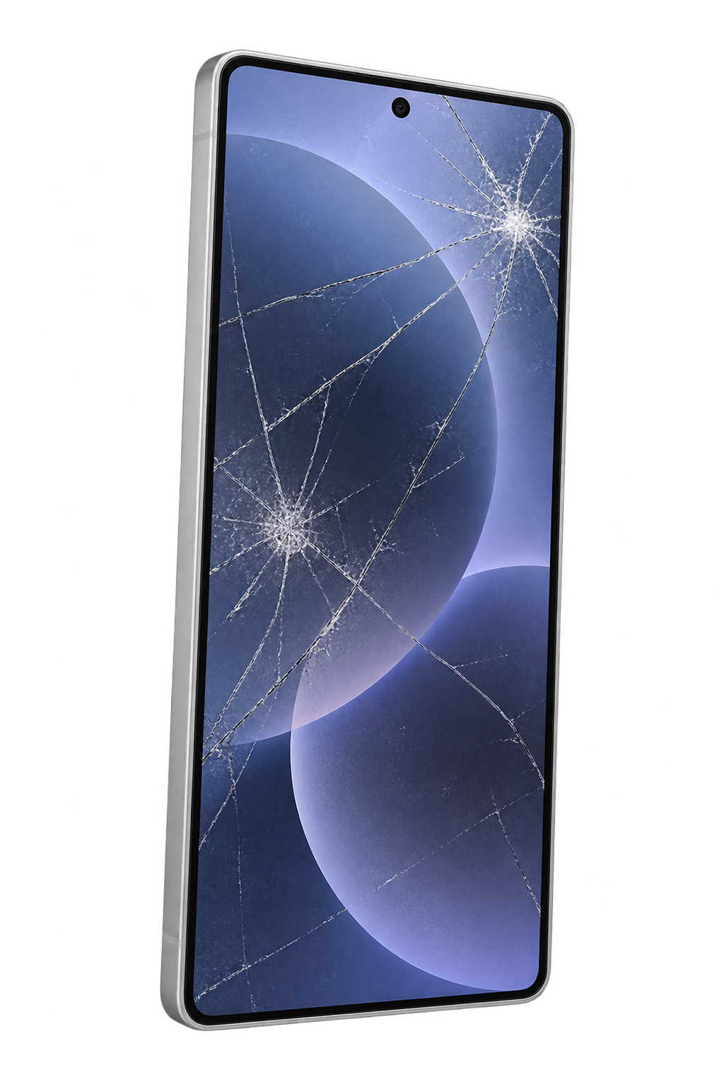 Illustration eines Samsung Galaxy S26 Ultra mit gesprungenem Display, freigestellt